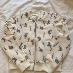 Club Monaco white cream floral bomber jacket